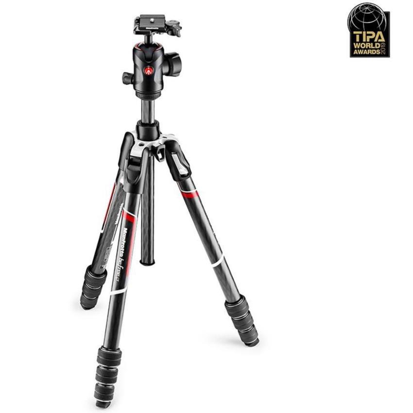 MANFROTTO Befree GT Carbon Reisestativ Twist mit Kugelkopf, 4 Segmente