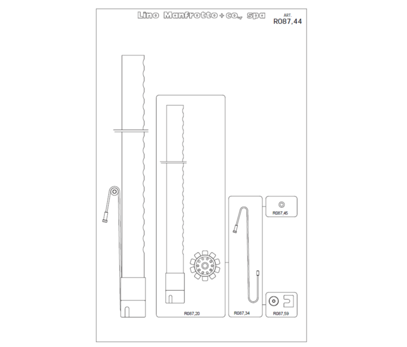 Manfrotto COMPLETE SPROCKET COLUMN (inkl. Lochrohr, Zahnrad, Drahtseil und Kleinteile)