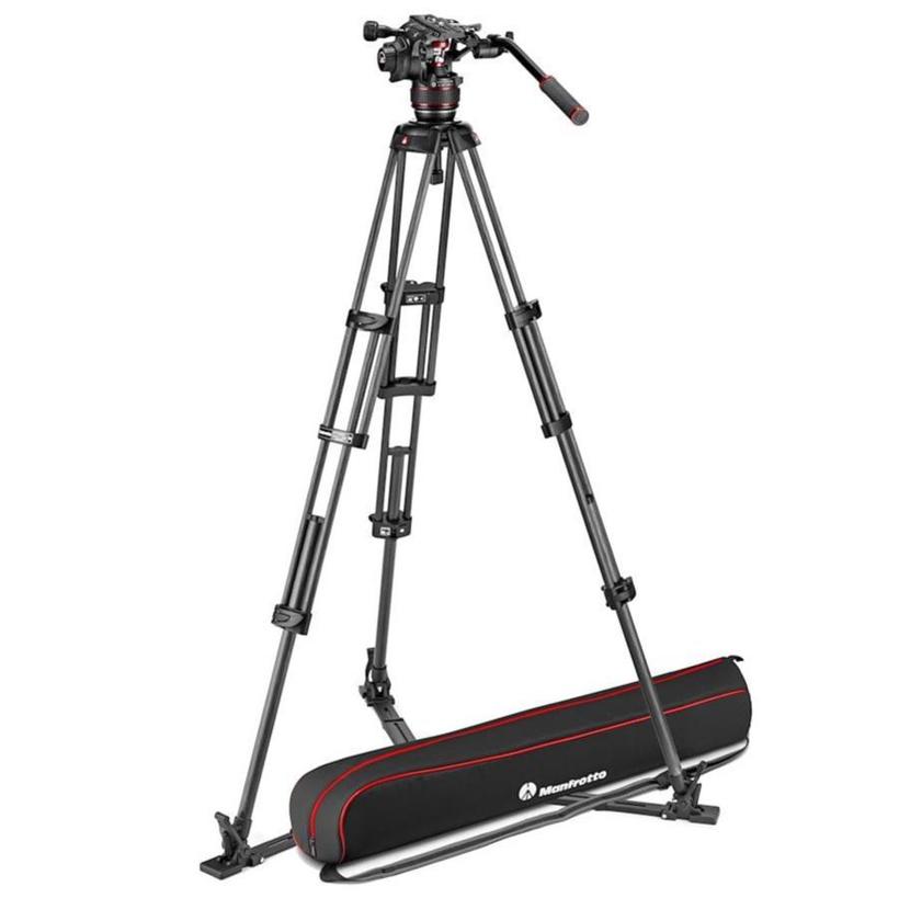 MANFROTTO Nitrotech 608 Carbon Video-Stativ mit Bodenspinne und Tasche