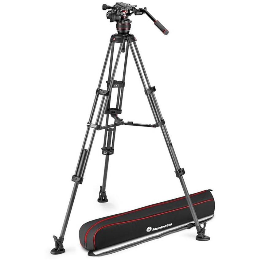 MANFROTTO Nitrotech 608 Carbon Video-Stativ mit Mittelspinne und Tasche