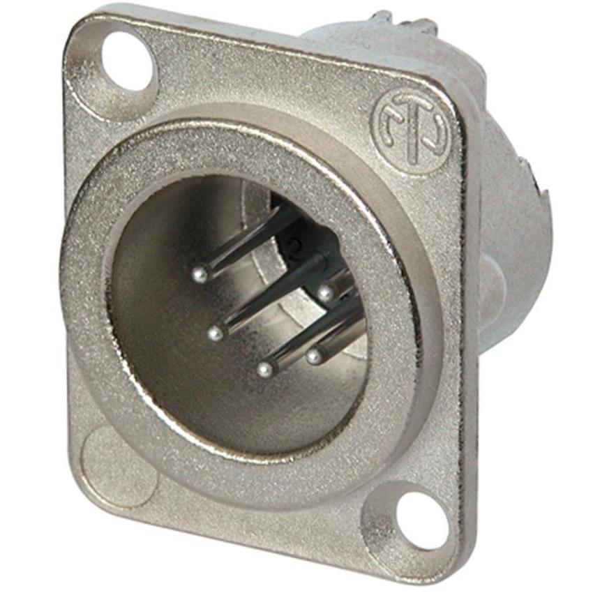 Neutrik 5pol-XLR Chassisstecker, Lötanschlüsse vernickeltes Gehäuse, Silber beschichtete Kontakte