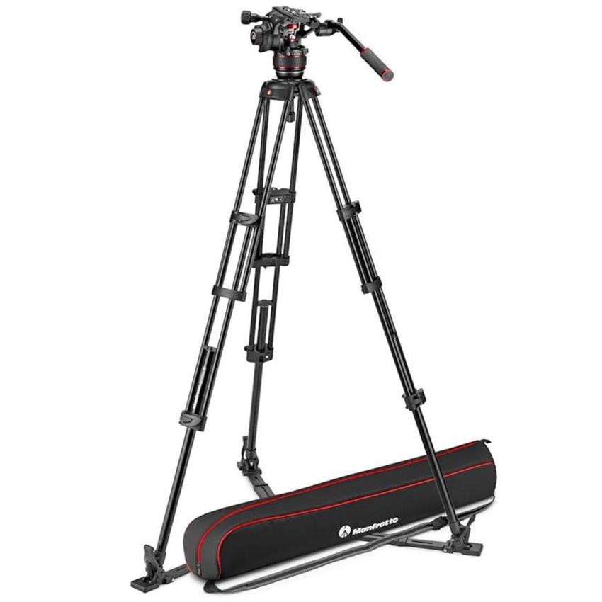 MANFROTTO Nitrotech 608 Aluminium Video-Stativ mit Bodenspinne und Tasche