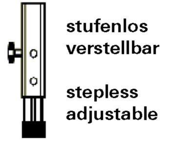 Ultralite Maxistage Steckfuß 100-160cm, 60x60x3mm, stufenlos verstellbar, Alu-Rohr, Handrad, 2 Muttern, flache Kappe