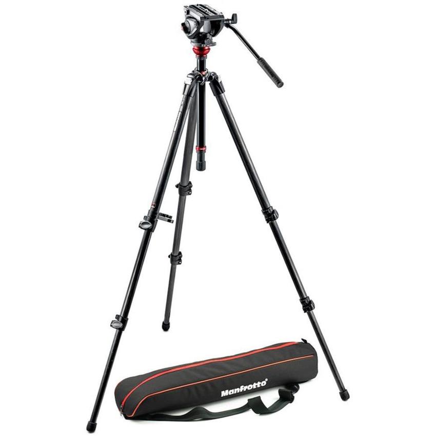 MANFROTTO Carbon-Stativ mit Fluid-Video-Neiger und Tasche