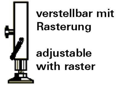 Ultralite Maxistage Steckfuß 60-100cm,60x60x3mm,verstellbar Raster, Handrad, zusätzl. Polyamid-Lastenv. M22/Ø80mm