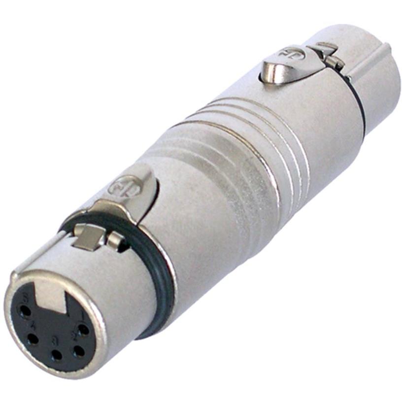 Neutrik 5pol-XLR Kabelbuchse - 5pol-XLR Kabelbu., Nickel Serie: Adapter XLR-5-KA-BU/XLR-5-KA-BU