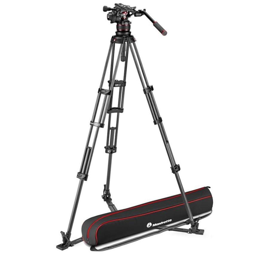 MANFROTTO Nitrotech 612 Carbon Video-Stativ mit Bodenspinne und Tasche